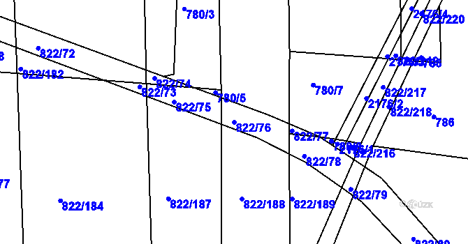 Parcela st. 822/76 v KÚ Katovice, Katastrální mapa