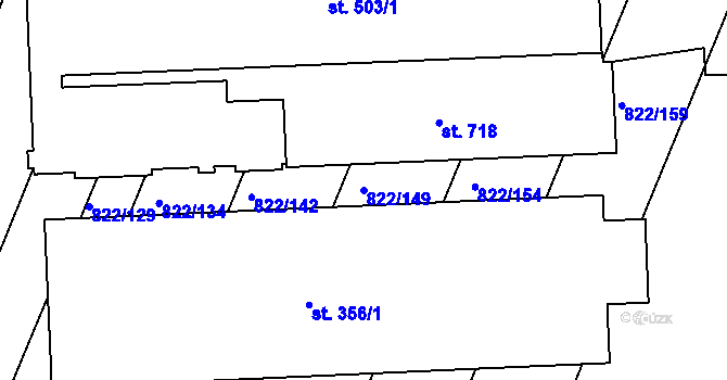 Parcela st. 822/149 v KÚ Katovice, Katastrální mapa