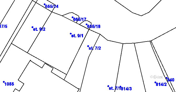 Parcela st. 7/2 v KÚ Katusice, Katastrální mapa