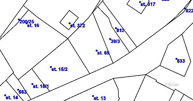 Parcela st. 69 v KÚ Katusice, Katastrální mapa