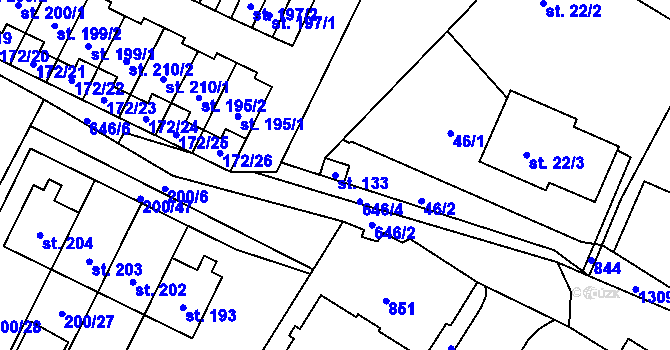 Parcela st. 133 v KÚ Katusice, Katastrální mapa