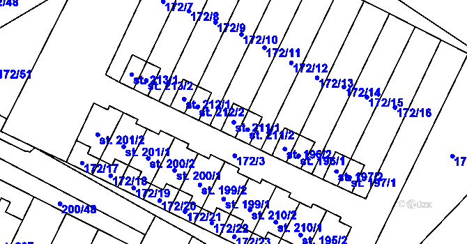 Parcela st. 211/1 v KÚ Katusice, Katastrální mapa