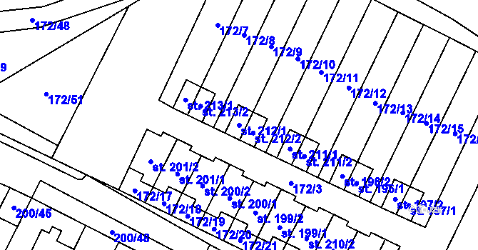Parcela st. 212/1 v KÚ Katusice, Katastrální mapa