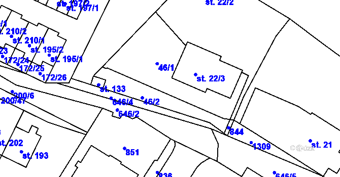 Parcela st. 46 v KÚ Katusice, Katastrální mapa