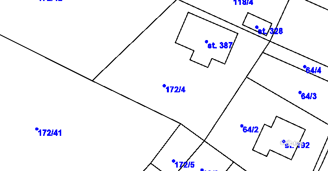Parcela st. 172/4 v KÚ Katusice, Katastrální mapa
