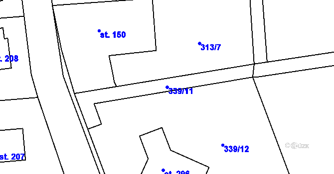 Parcela st. 339/11 v KÚ Katusice, Katastrální mapa