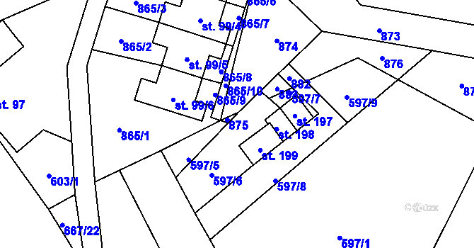 Parcela st. 99/13 v KÚ Spikaly, Katastrální mapa
