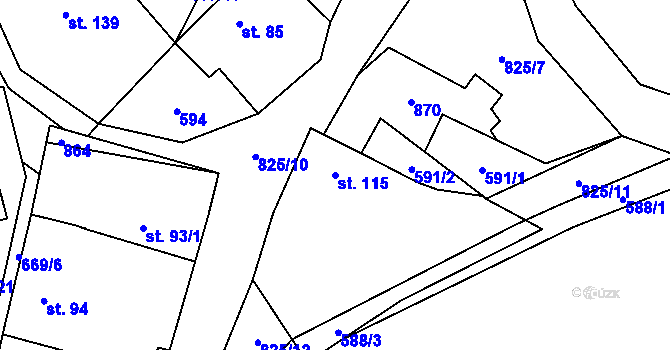 Parcela st. 115 v KÚ Spikaly, Katastrální mapa