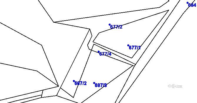 Parcela st. 677/4 v KÚ Spikaly, Katastrální mapa