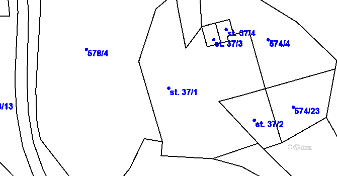 Parcela st. 37/1 v KÚ Kaznějov, Katastrální mapa