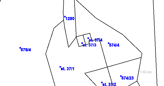 Parcela st. 37/3 v KÚ Kaznějov, Katastrální mapa
