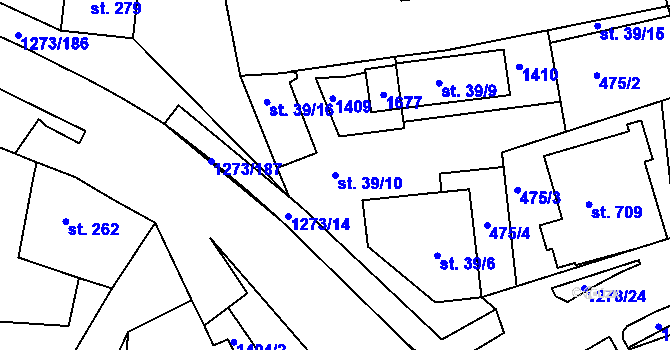 Parcela st. 39/10 v KÚ Kaznějov, Katastrální mapa