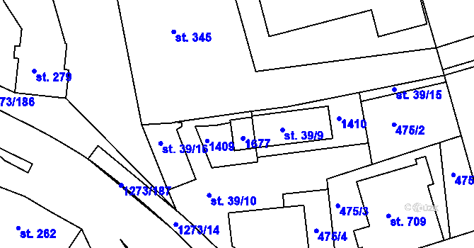 Parcela st. 39/12 v KÚ Kaznějov, Katastrální mapa