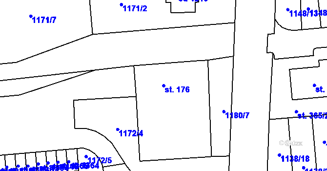 Parcela st. 176 v KÚ Kaznějov, Katastrální mapa