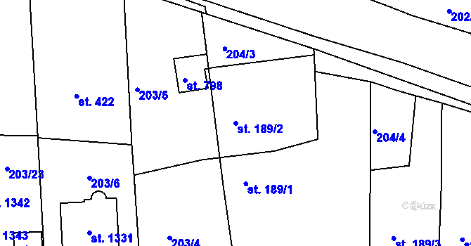 Parcela st. 189/2 v KÚ Kaznějov, Katastrální mapa