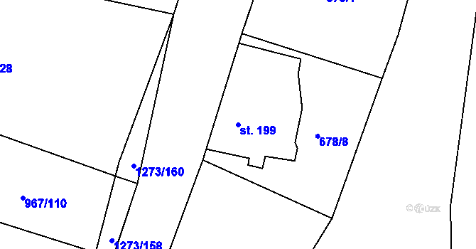 Parcela st. 199 v KÚ Kaznějov, Katastrální mapa