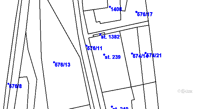 Parcela st. 239 v KÚ Kaznějov, Katastrální mapa