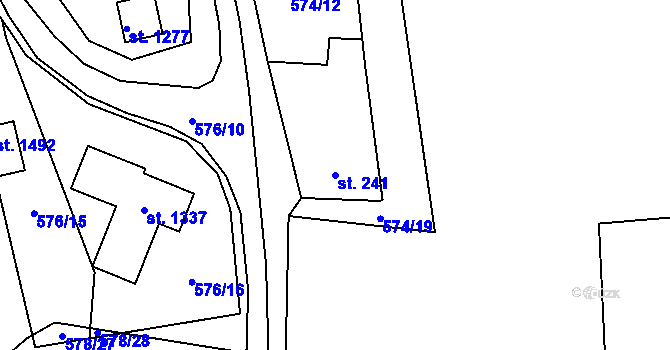Parcela st. 241 v KÚ Kaznějov, Katastrální mapa