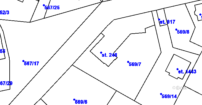 Parcela st. 248 v KÚ Kaznějov, Katastrální mapa