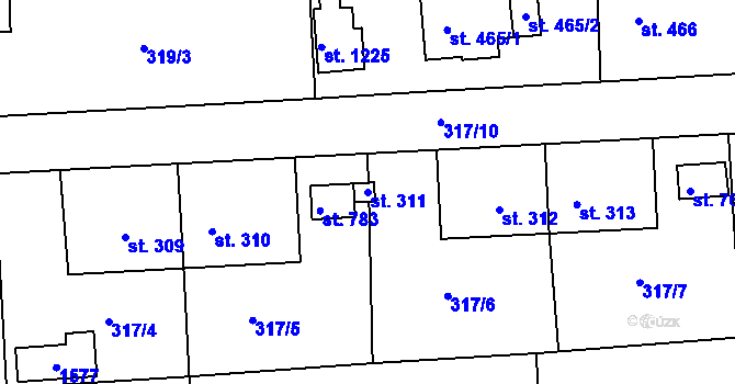 Parcela st. 311 v KÚ Kaznějov, Katastrální mapa