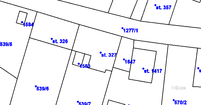 Parcela st. 327 v KÚ Kaznějov, Katastrální mapa