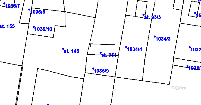 Parcela st. 354 v KÚ Kaznějov, Katastrální mapa