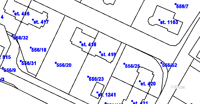 Parcela st. 419 v KÚ Kaznějov, Katastrální mapa