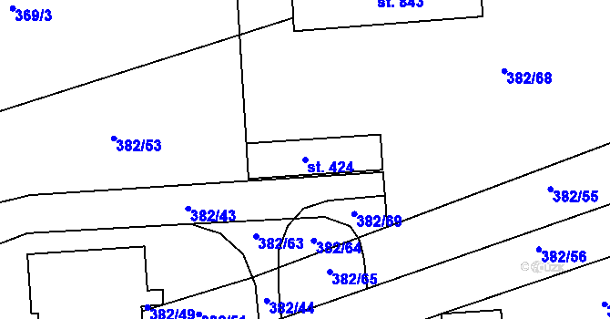 Parcela st. 424 v KÚ Kaznějov, Katastrální mapa