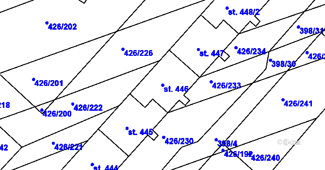 Parcela st. 446 v KÚ Kaznějov, Katastrální mapa