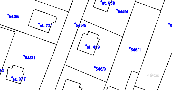 Parcela st. 459 v KÚ Kaznějov, Katastrální mapa