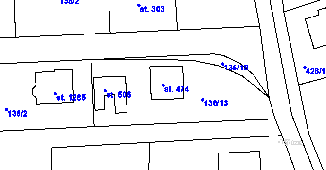 Parcela st. 474 v KÚ Kaznějov, Katastrální mapa