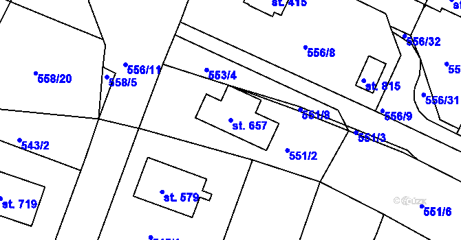 Parcela st. 657 v KÚ Kaznějov, Katastrální mapa