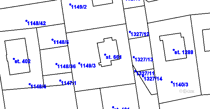 Parcela st. 661 v KÚ Kaznějov, Katastrální mapa