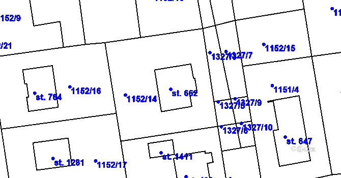 Parcela st. 662 v KÚ Kaznějov, Katastrální mapa