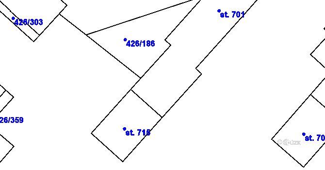 Parcela st. 713 v KÚ Kaznějov, Katastrální mapa