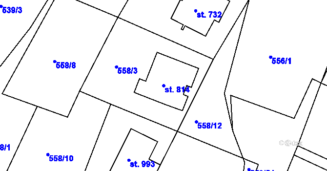Parcela st. 814 v KÚ Kaznějov, Katastrální mapa
