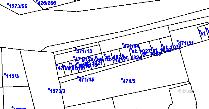 Parcela st. 1024 v KÚ Kaznějov, Katastrální mapa