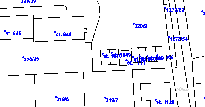 Parcela st. 1048 v KÚ Kaznějov, Katastrální mapa