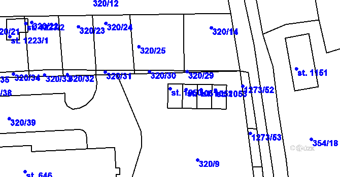 Parcela st. 1050 v KÚ Kaznějov, Katastrální mapa