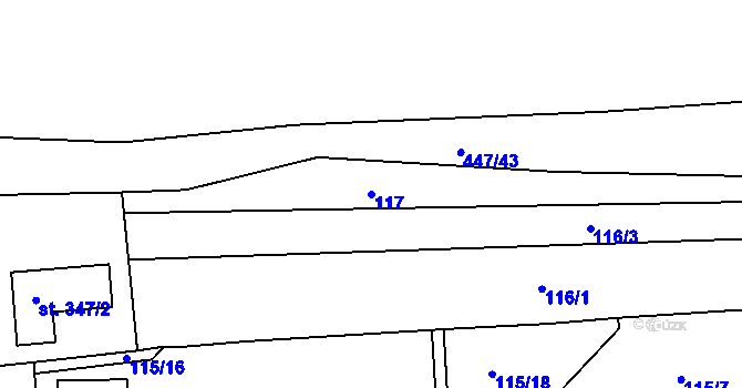 Parcela st. 117 v KÚ Kaznějov, Katastrální mapa