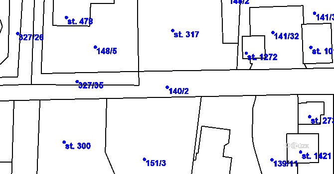 Parcela st. 140/2 v KÚ Kaznějov, Katastrální mapa
