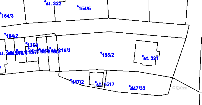 Parcela st. 155/2 v KÚ Kaznějov, Katastrální mapa