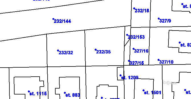 Parcela st. 232/35 v KÚ Kaznějov, Katastrální mapa
