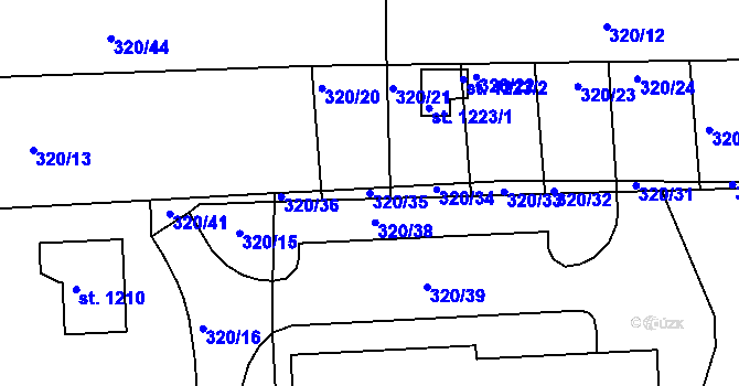 Parcela st. 320/35 v KÚ Kaznějov, Katastrální mapa