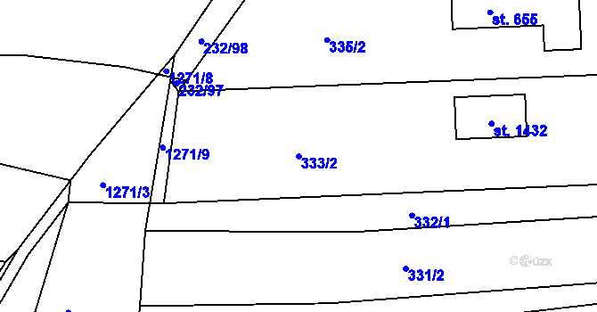 Parcela st. 333/2 v KÚ Kaznějov, Katastrální mapa