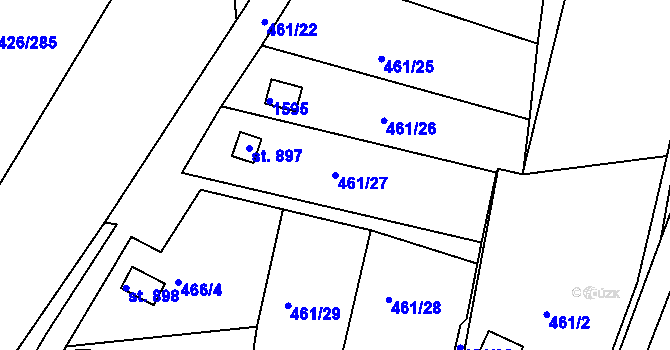 Parcela st. 461/27 v KÚ Kaznějov, Katastrální mapa