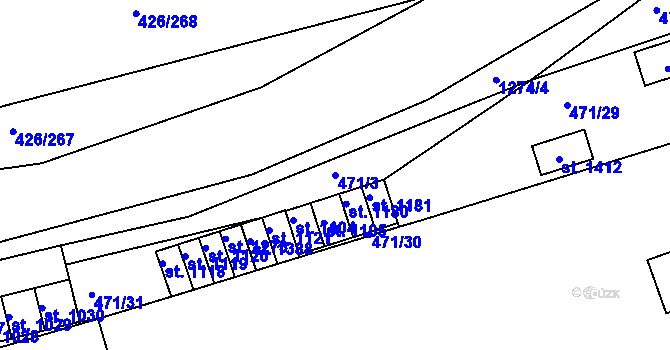 Parcela st. 471/3 v KÚ Kaznějov, Katastrální mapa