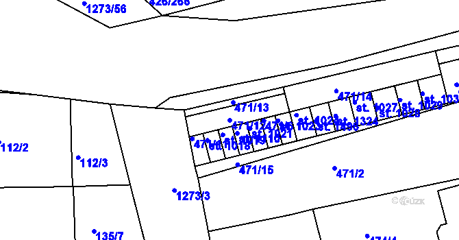Parcela st. 471/12 v KÚ Kaznějov, Katastrální mapa