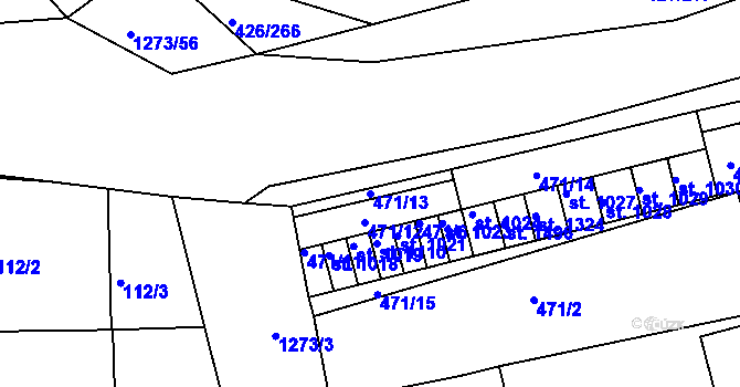 Parcela st. 471/13 v KÚ Kaznějov, Katastrální mapa