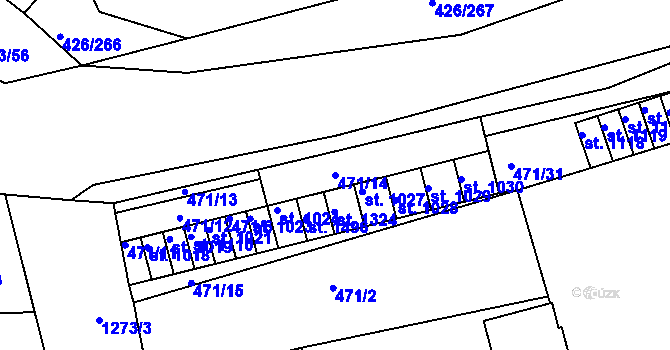 Parcela st. 471/14 v KÚ Kaznějov, Katastrální mapa